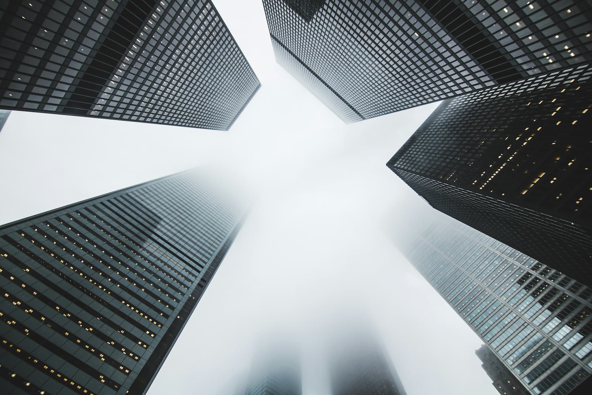 Modern high-rise architecture seen from below